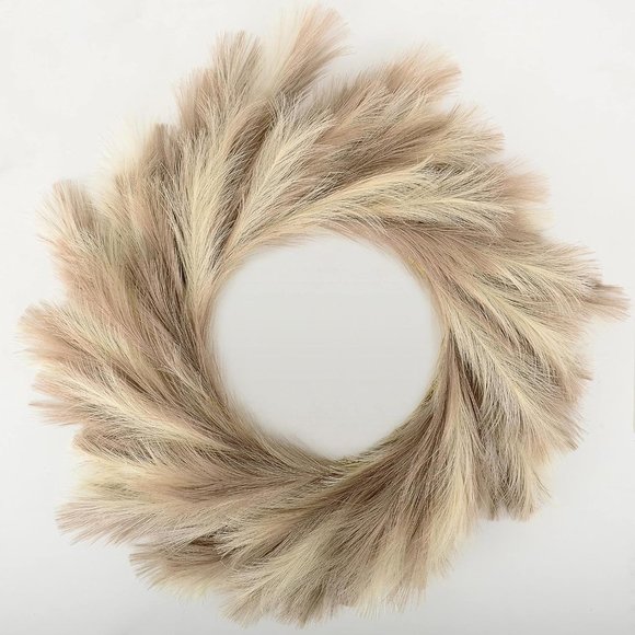 27'' Faux Artificial Pampas Wreath for Front Door Dacoration - Picture 1 of 5